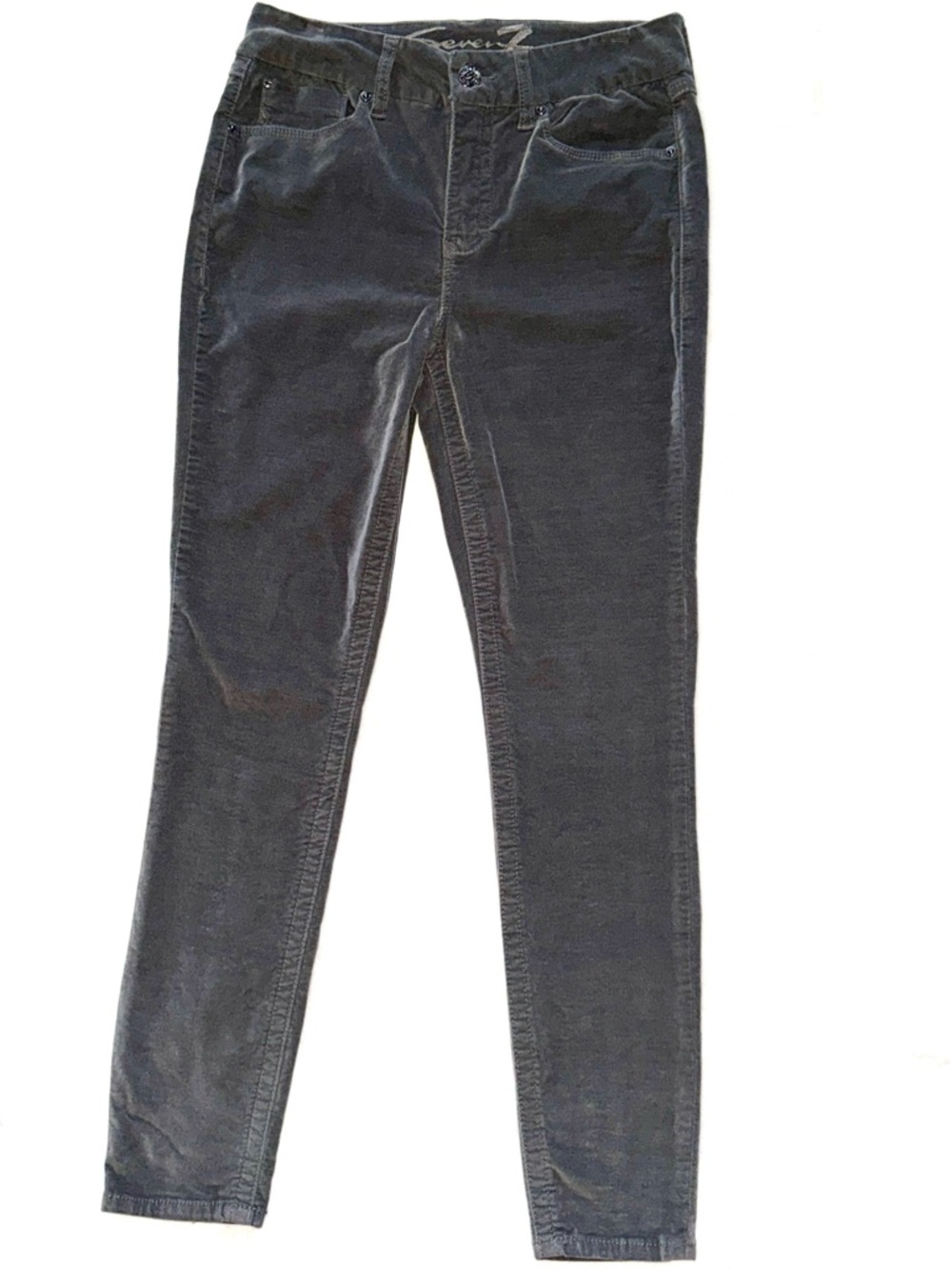 Seven7 Gray Velvet Skinny Jeans Stretch Edgy Boho